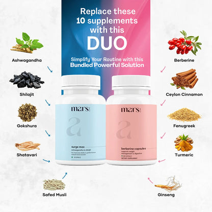 Mars AshwaBurn Bundle: Powered by Ashwagandha & Berberine Capsules