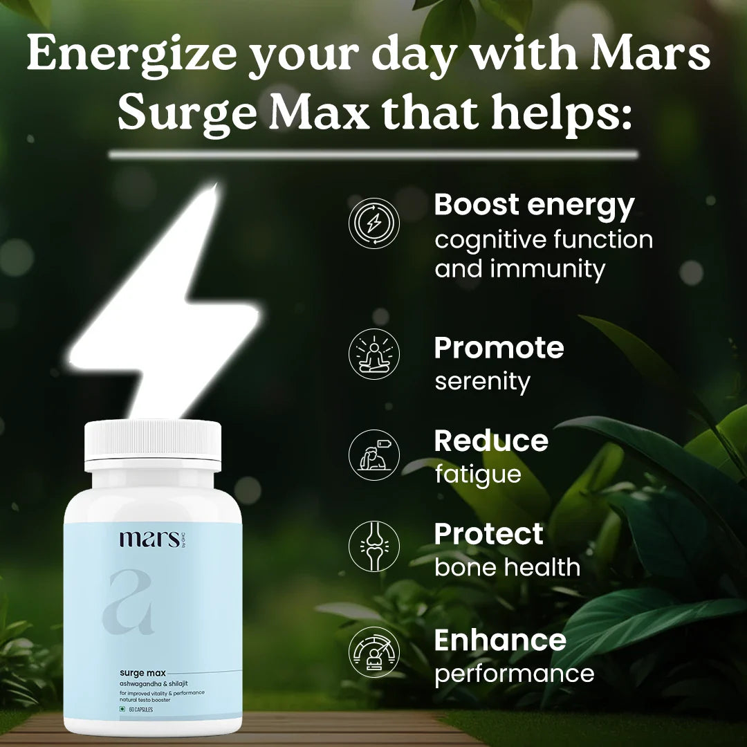 Mars Natural Ashwagandha Caps: Powered with Shilajit & Safed Musli