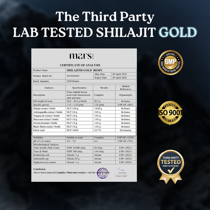 Mars Pure Himalayan Shilajit Gold Resin: Powered with Ashwagandha, Maca Root & Black Musli