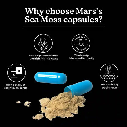 Mars Natural Sea Moss Caps: Powered with Ashwagandha, Black Seed, & Vitamin D3