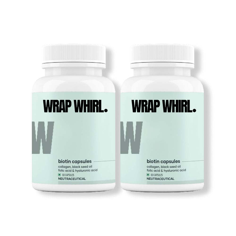 Wrap Whirl Hair Growth Capsules: Powered with Biotin, Collagen, Black Seed Oil & Folic Acid