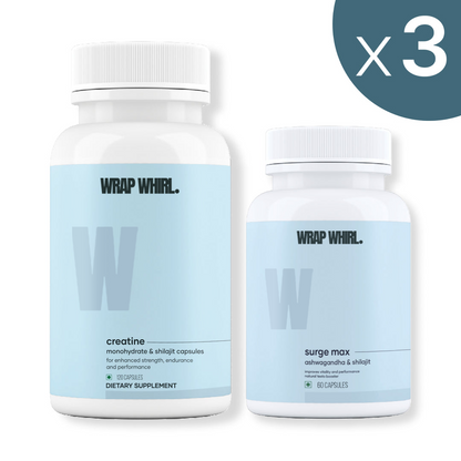 Wrap Whirl Peak Performance Combo: Ashwagandha Capsules & Micronized Creatine Monohydrate Capsules