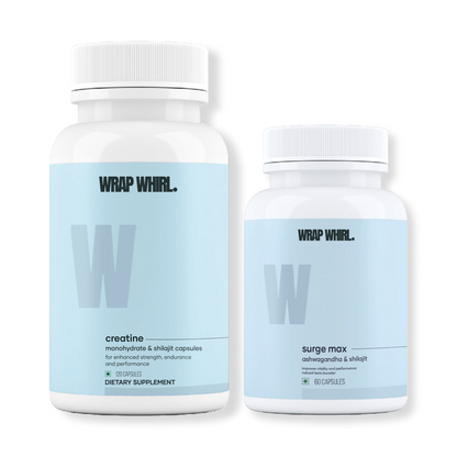 Wrap Whirl Peak Performance Combo: Ashwagandha Capsules & Micronized Creatine Monohydrate Capsules