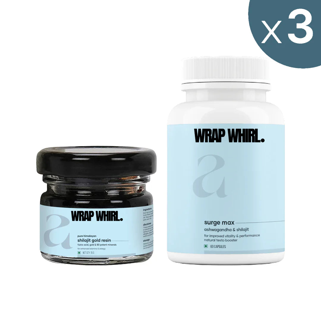 Wrap Whirl Power Pack: Pure Himalayan Shilajit Gold Resin & Natural Ashwagandha Caps