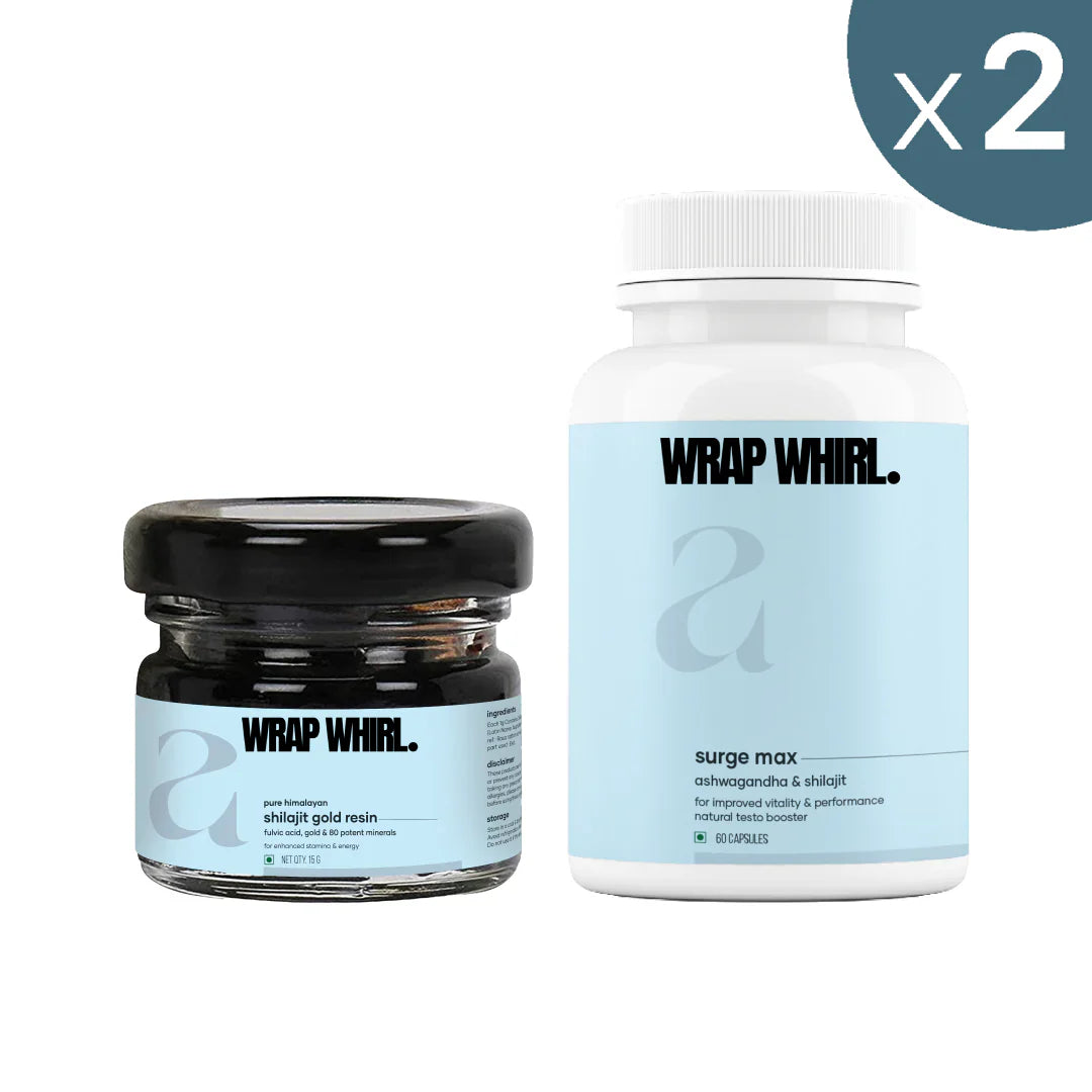 Wrap Whirl Power Pack: Pure Himalayan Shilajit Gold Resin & Natural Ashwagandha Caps